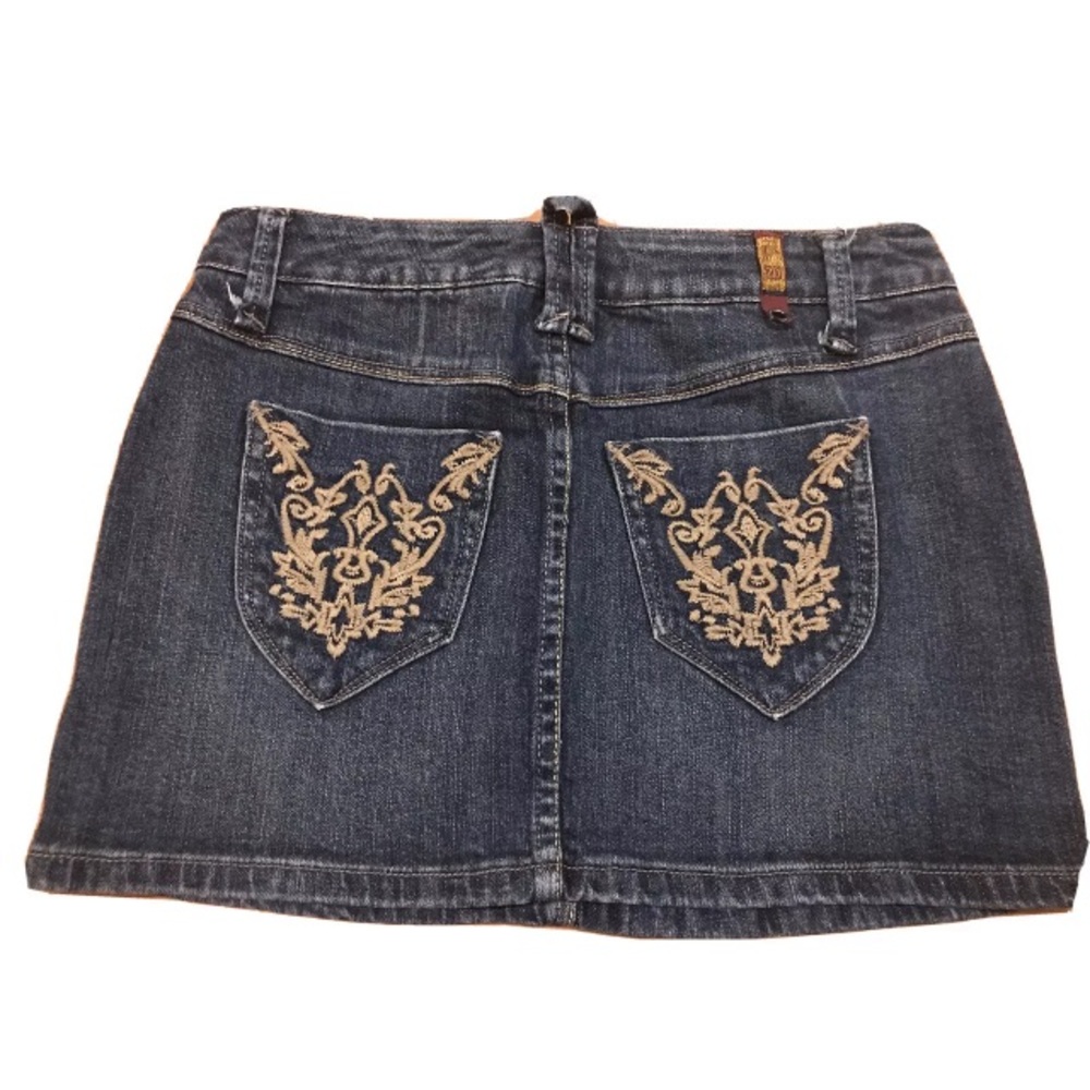 ZD Jean Mini Skirt Embroidered Pockets Juniors